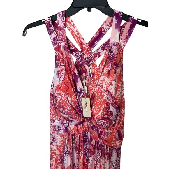Soma Maxi Dress Crossback Straps Coral Purple Babydoll Y2K Size Large NWT - Picture 6 of 12